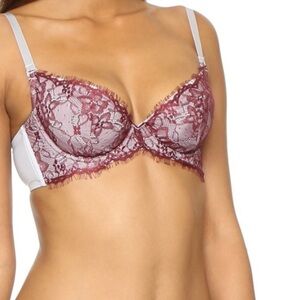 Little Bra Company Hilary Eggplant/ Dove Underwire Padded Pushup Bra 36A